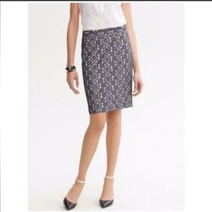 Banana Republic Navy Bonded Lace Pencil Skirt